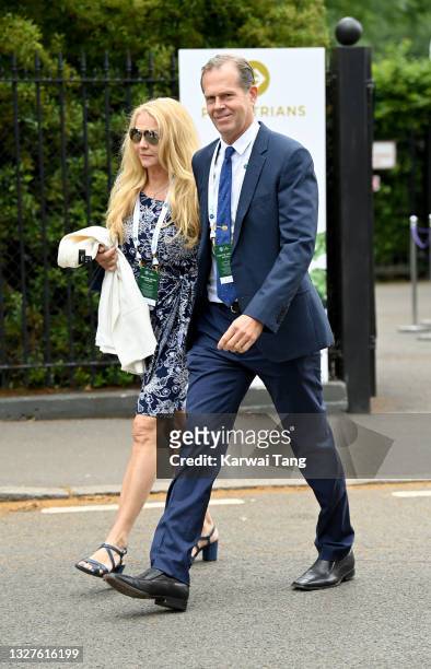 Stefan Edberg and his wife Annette Hjort Olsen attend Wimbledon Championships Tennis Tournament at All England Lawn Tennis and Croquet Club on July...