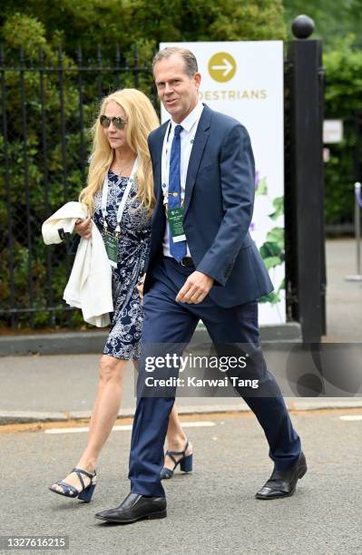 Stefan Edberg and his wife Annette Hjort Olsen attend Wimbledon Championships Tennis Tournament at All England Lawn Tennis and Croquet Club on July...