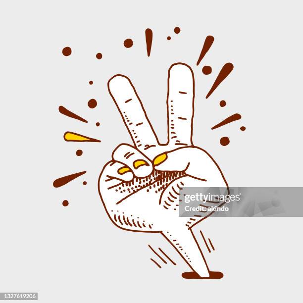 sieg und zwei doodle - zwei finger stock-grafiken, -clipart, -cartoons und -symbole
