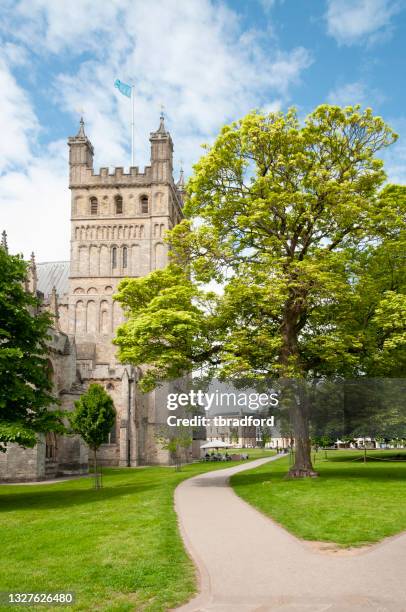 exeter cathedral and park in the uk - exeter cathedral stock pictures, royalty-free photos & images