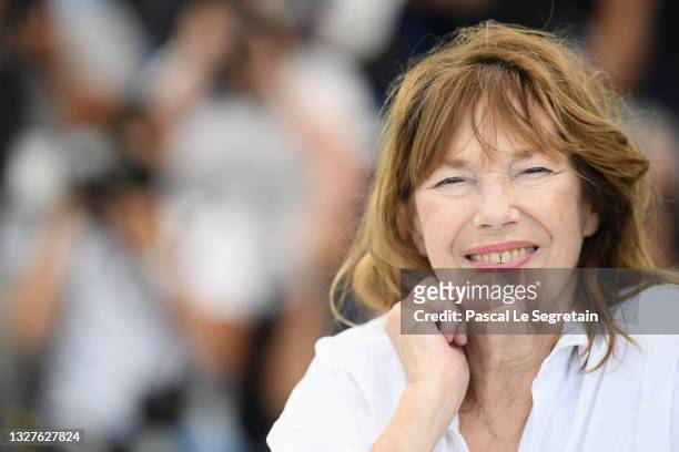 Jane Birkin attends the "Jane Par Charlotte " photocall during the 74th annual Cannes Film Festival on July 08, 2021 in Cannes, France.
