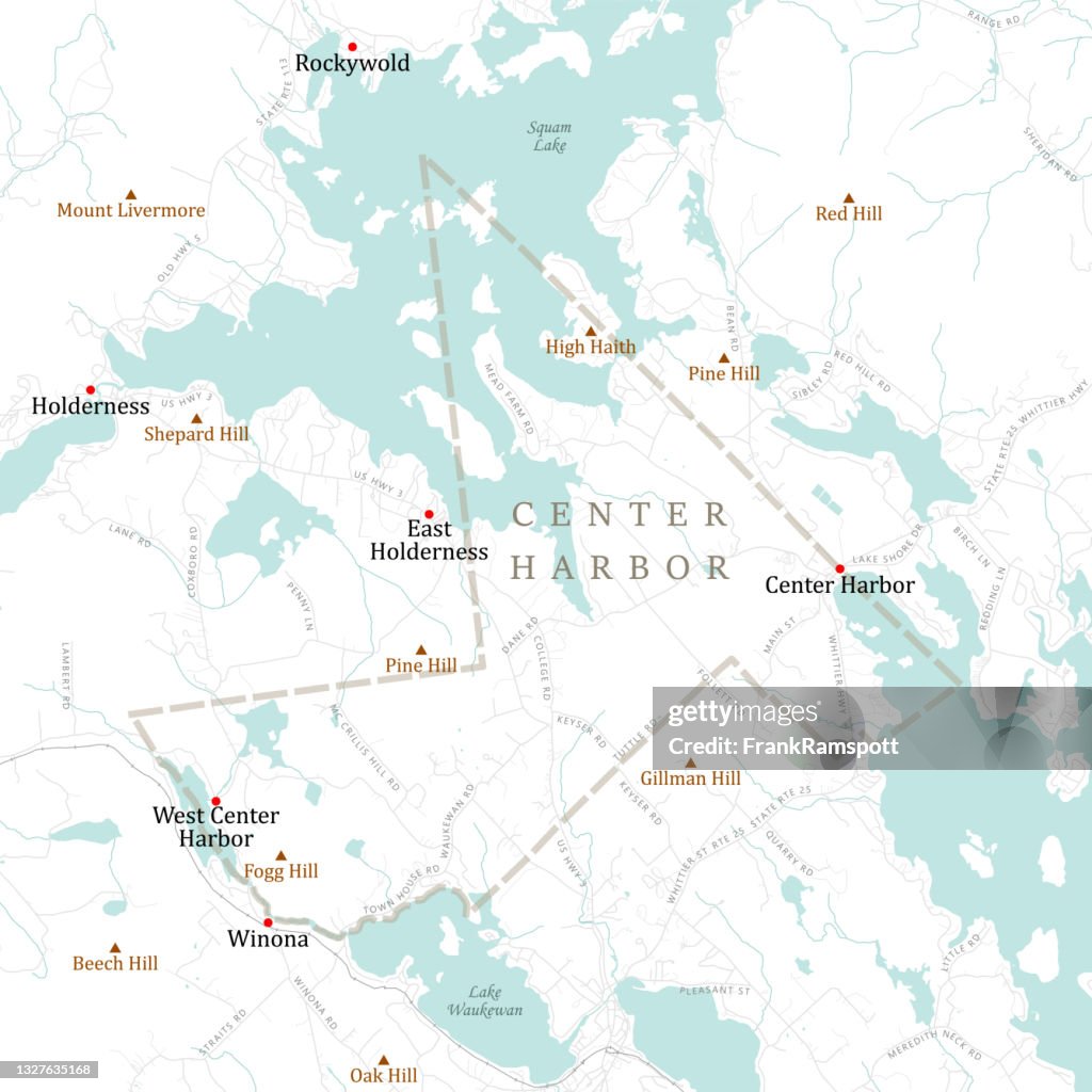 NH Belknap Center Harbor Vector Road Map