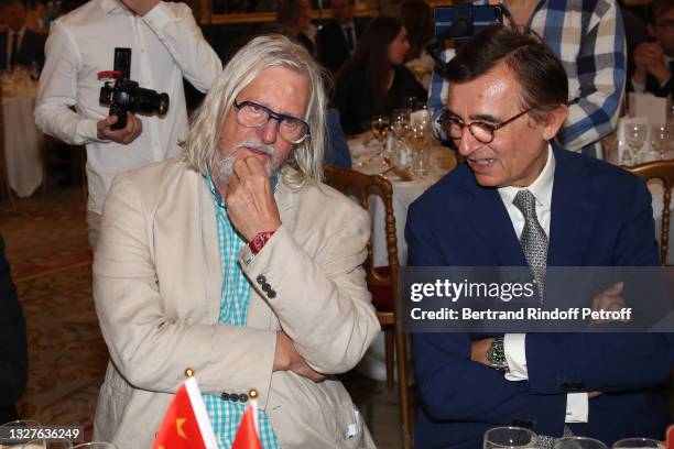 Professor Didier Raoult and Philippe Douste-Blazy attend the Lunch in Honor of Professor Didier Raoult at Chinese Business Club of InterContinental...