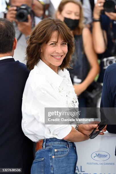 Sophie Marceau attends the "Tout S'est Bien Passe " photocall during the 74th annual Cannes Film Festival on July 08, 2021 in Cannes, France.