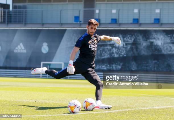 Diego Altube of Real Madrid is training at Valdebebas training ground on July 08, 2021 in Madrid, Spain.