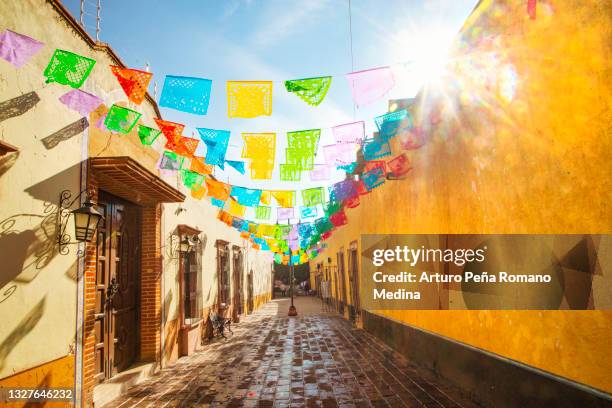 colorful mexican streets - queretaro stock pictures, royalty-free photos & images