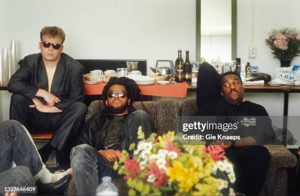 Ali Campbell, Astro - in their dressing room, Ahoy Sportpaleis, Rotterdam, Holland, 13 July 1988.