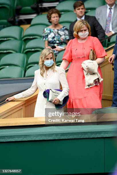 Sophie, Countess of Wessex and Annabelle Galletley attend Wimbledon Championships Tennis Tournament at All England Lawn Tennis and Croquet Club on...