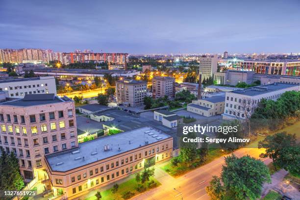 aerial view at evening summer cityscape - st petersburg school stock pictures, royalty-free photos & images