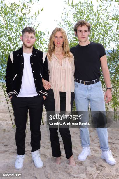 Anthony Bajon, Director Sandrine Kiberlain and Cyril Metzger attend "Une Jeune Fille Qui Va Bien" photocall during the 74th annual Cannes Film...
