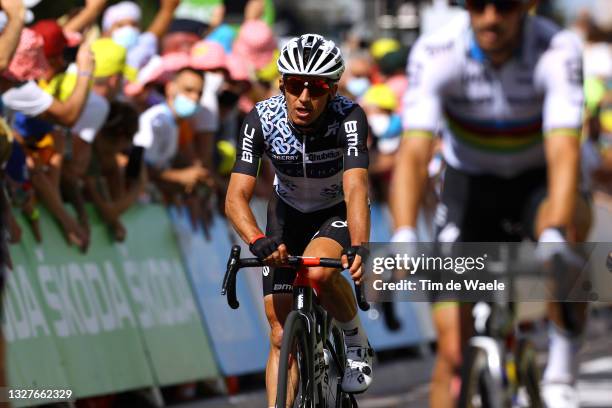 Sergio Henao of Colombia and Team Qhubeka NextHash at arrival during the 108th Tour de France 2021, Stage 12 a 159,4km stage from...