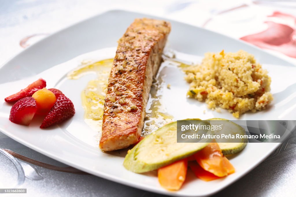 Delicious salmon dish
handstand man