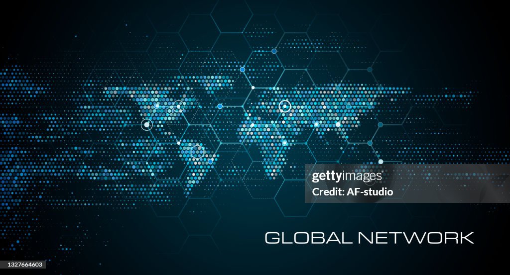 Abstract Network World Map Background