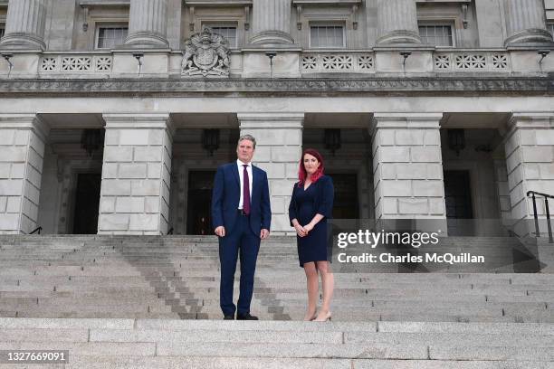 Labour leader Sir Keir Starmer and shadow Northern Ireland secretary of state Louise Haigh after attending a press conference at Stormont on July 8,...