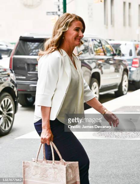 Melinda Gates seen on the streets of Manhattan on July 08, 2021 in New York City.