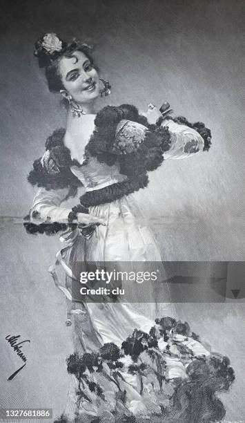 illustrations, cliparts, dessins animés et icônes de carmen, portrait d’une jeune beauté, vue arrière, regardant par-dessus l’épaule - opéra