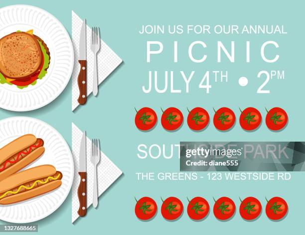 bbq einladungvorlage mit kopierraum - grillabend stock-grafiken, -clipart, -cartoons und -symbole
