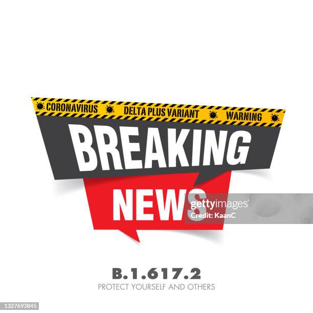 delta plus variant of coronavirus outbreak influenza as dangerous flu strain cases as a pandemic concept banner flat style illustration, delta variant of covid-19 stock illustration stock illustration. breaking news vector illustration - media mix stock illustrations