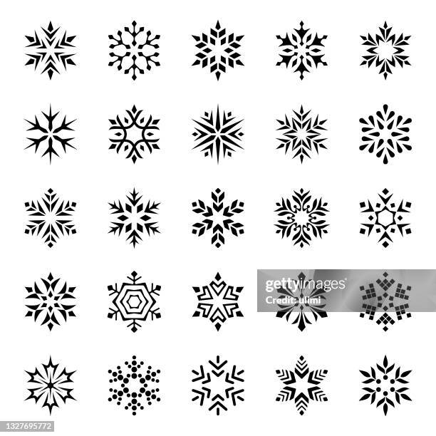 illustrations, cliparts, dessins animés et icônes de flocons de neige vectoriels stylisés, jeu d’icônes - pochoir