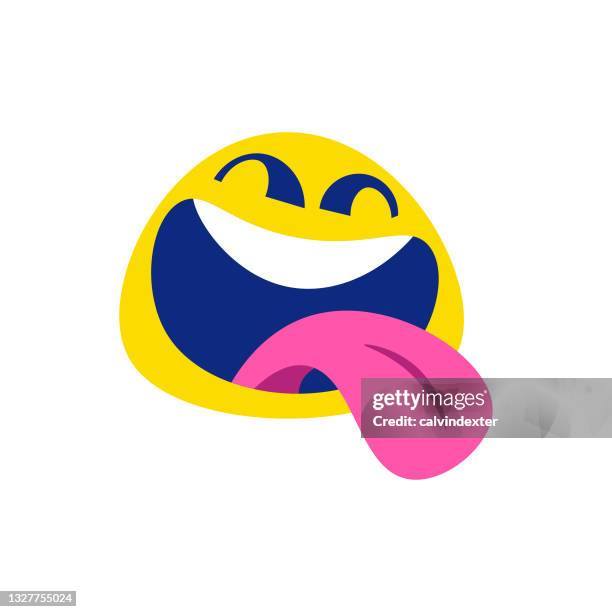 emoticon ragt aus der zunge - stick out tongue emoji stock-grafiken, -clipart, -cartoons und -symbole