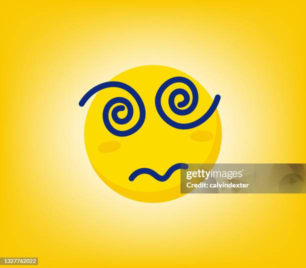 emoticon auf orangefarbenem hintergrund - schwindelig stock-grafiken, -clipart, -cartoons und -symbole