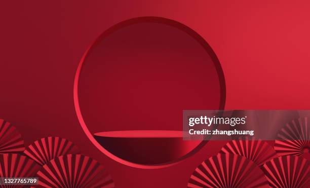 3d rendering product background - red circle stock-fotos und bilder