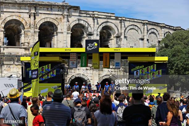 Julian Alaphilippe of France, Kasper Asgreen of Denmark, Davide Ballerini of Italy, Mattia Cattaneo of Italy, Mark Cavendish of The United Kingdom...