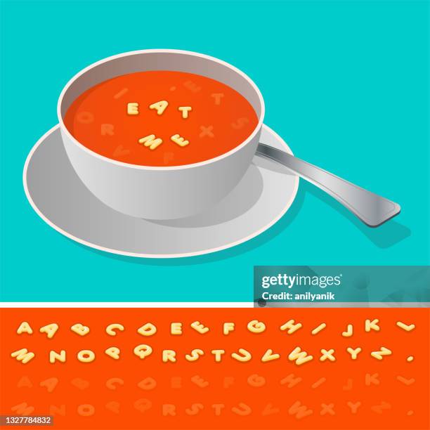 alphabet soup message - alphabet soup illustration stock illustrations