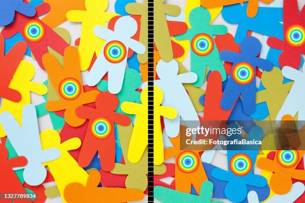 divided rainbow boys - friendly rivalry stock illustrations