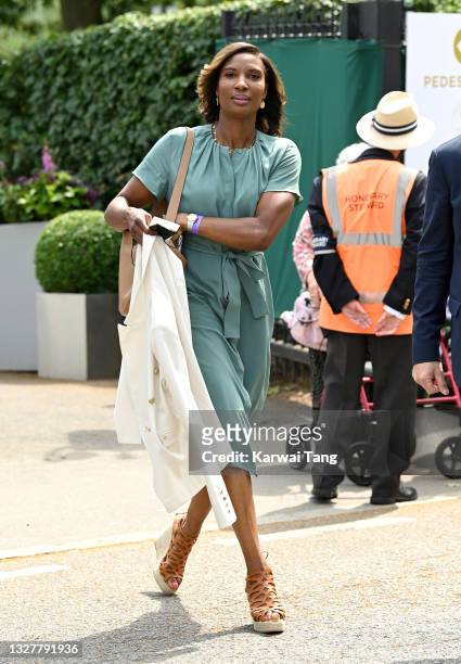Denise Lewis attends day 11 of the Wimbledon Tennis Championships at the All England Lawn Tennis and Croquet Club on July 09, 2021 in London, England.
