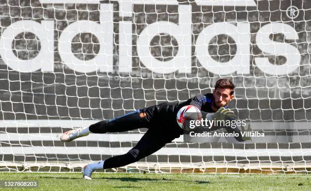 Diego Altube of Real Madrid is training at Valdebebas training ground on July 09, 2021 in Madrid, Spain.