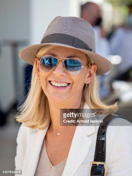 Laurence Ferrari is seen at the Martinez Hotel during the 74th annual Cannes Film Festival on July 09, 2021 in Cannes, France.