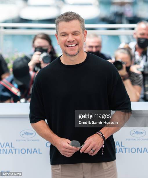 Matt Damon attends "Stillwater" photocall during the 74th annual Cannes Film Festival on July 09, 2021 in Cannes, France.
