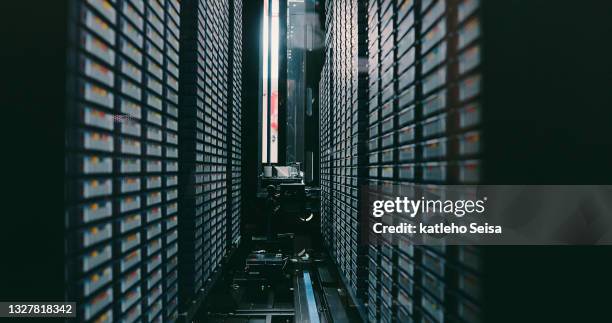 shot of an empty server room - bar code bildbanksfoton och bilder