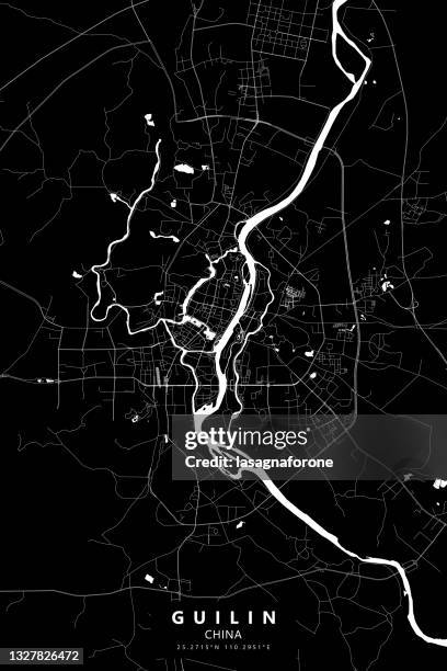 guilin, china vector map - li river guilin stock illustrations