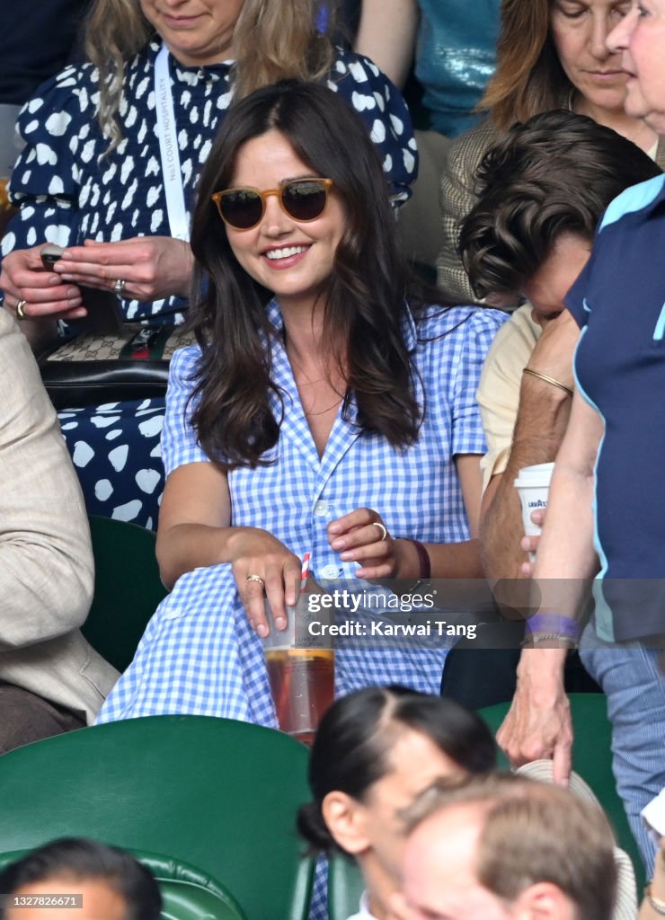 Jenna Coleman attends day 11 of the Wimbledon Tennis Championships at ...