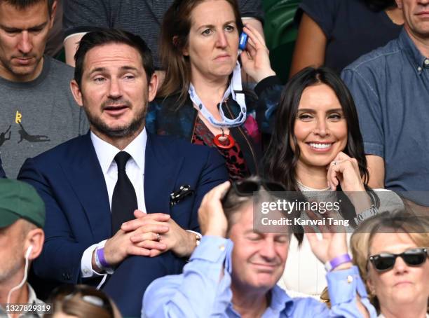 Christine Lampard and Frank Lampard attend day 11 of the Wimbledon Tennis Championships at the All England Lawn Tennis and Croquet Club on July 09,...