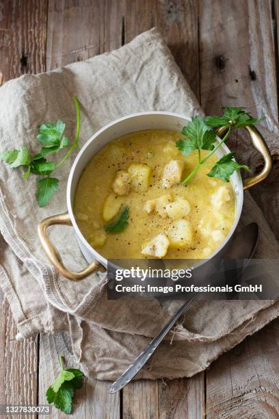 potato soup with haddock - chowder bildbanksfoton och bilder