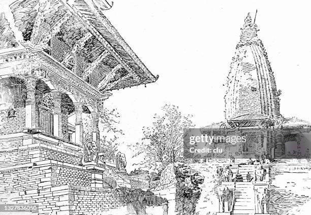 nepal tempel - buddha stock-grafiken, -clipart, -cartoons und -symbole