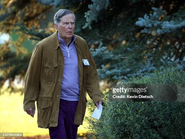 Former CEO of American Express Jim Robinson III walks to a morning session at the Allen & Company Sun Valley Conference on July 09, 2021 in Sun...
