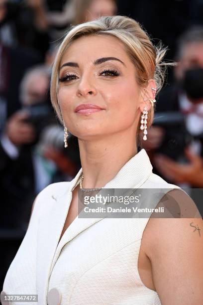 Priscilla Betti attends the "Benedetta" screening during the 74th annual Cannes Film Festival on July 09, 2021 in Cannes, France.