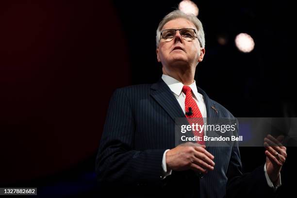 Lieutenant Governor of Texas Dan Patrick speaks during the Conservative Political Action Conference CPAC held at the Hilton Anatole on July 09, 2021...