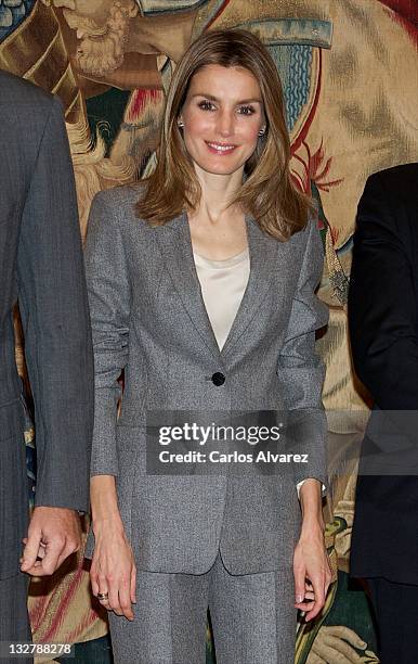 Princess Letizia of Spain attends several audiences at Zarzuela Palace on November 14, 2011 in Madrid, Spain.