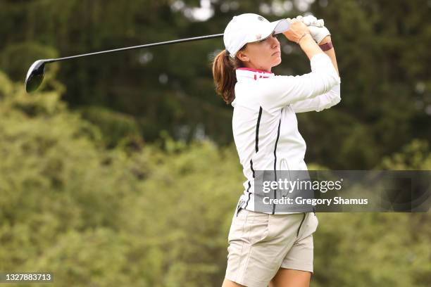 Klara Spilkova of the Czech Republic watches her drive on the seventh hole during the second round of the Marathon LPGA Classic presented by Dana at...