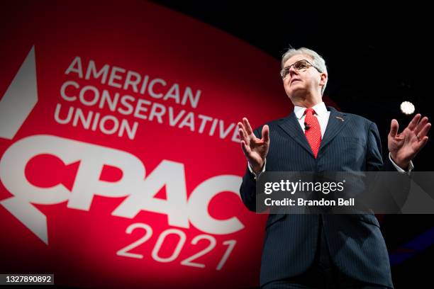 Lieutenant Governor of Texas Dan Patrick speaks during the Conservative Political Action Conference CPAC held at the Hilton Anatole on July 09, 2021...