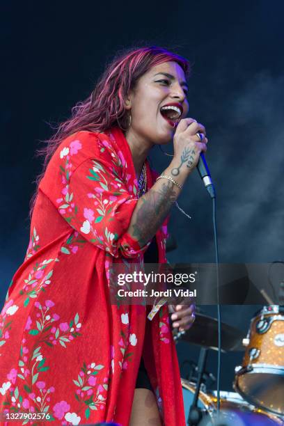 Ana Tijoux performs on stage during Cruilla Festival at Parc del Forum on July 09, 2021 in Barcelona, Spain.