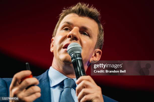 Project Veritas founder James O'Keefe speaks during the Conservative Political Action Conference CPAC held at the Hilton Anatole on July 09, 2021 in...