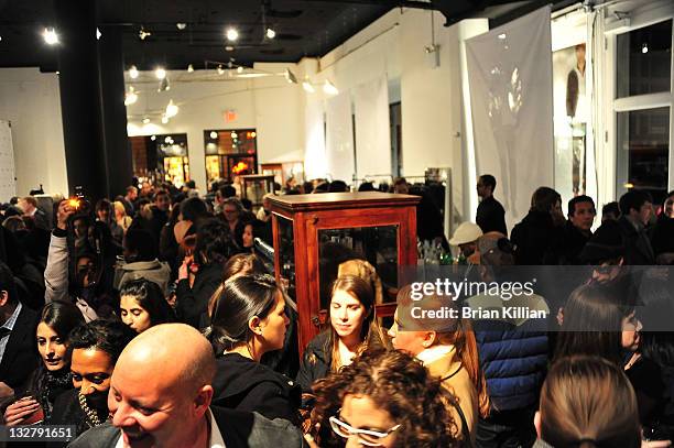 General view of the crowd during the Macys bar III Brand and Pop Up store launch at Private Location on February 9, 2011 in New York City.