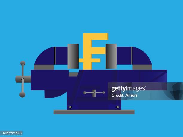 squeezing swiss franc - squeeze stock illustrations