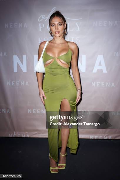 Model Alice Palay poses backstage as Oh Polly Launch New Swimwear Brand Neena Swim For Miami Swim Week Paraiso Miami Beach at The Paraiso Tent on...